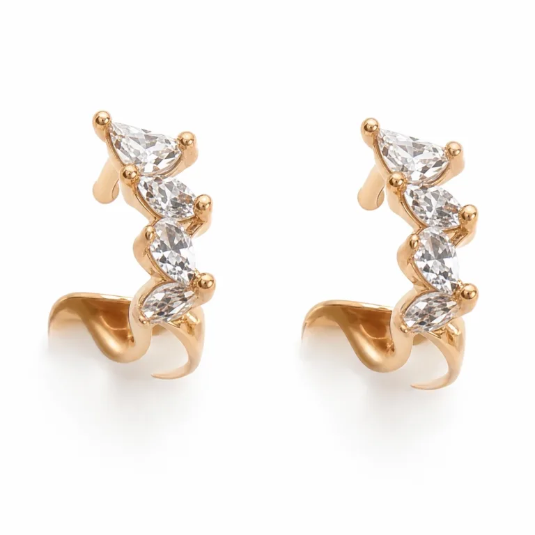 brincos ear cuff dourados rosa - imagem principal 1