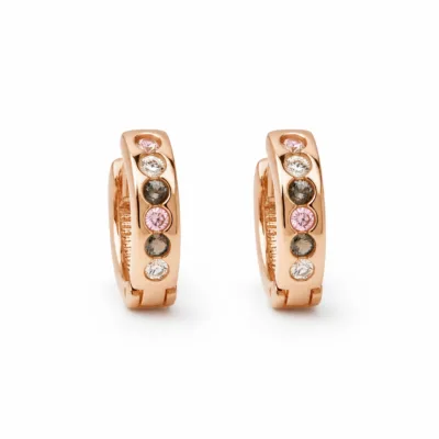 Brincos dourados rosa com cristais multicoloridos - Modelo A