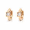 Brincos dourados rosa com cristal quadrado - Modelo A
