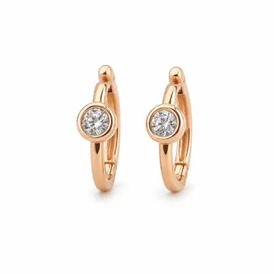 Brincos dourados rosa com cristal redondo - Modelo B