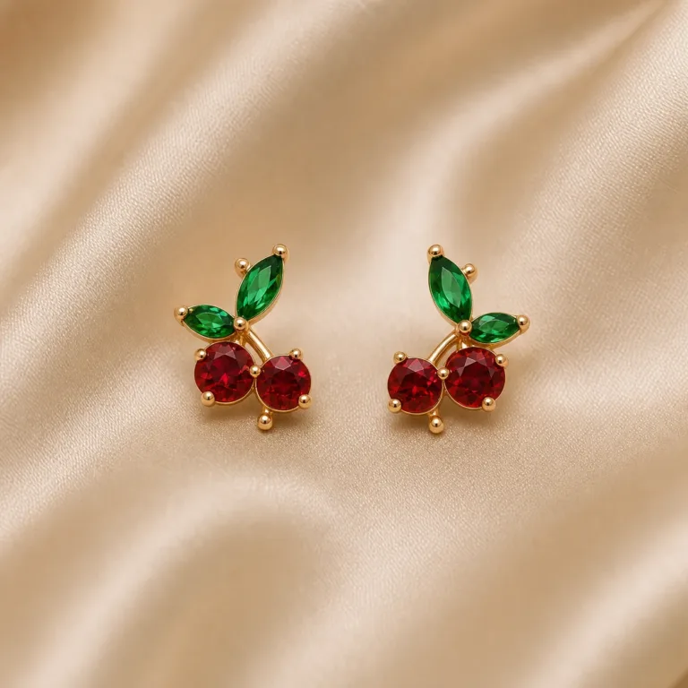 brincos dourados rosa de cereja - imagem principal 2