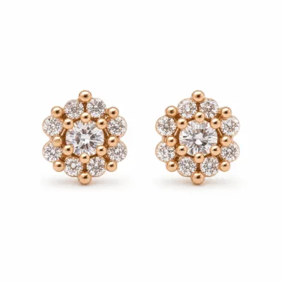 Brincos Dourados Rosa com Cristais | Curvo ou Floral