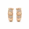 Brincos de Argola Dourados Rosa com Placa Oval e Cristais