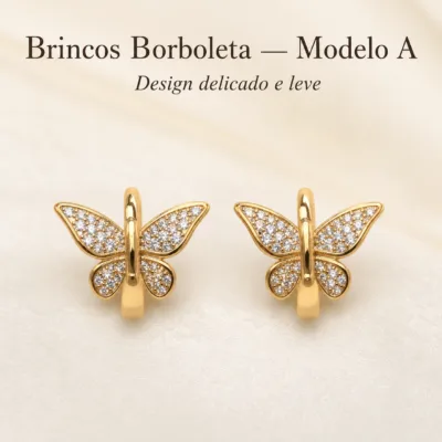 Brincos borboleta com cristais Modelo A