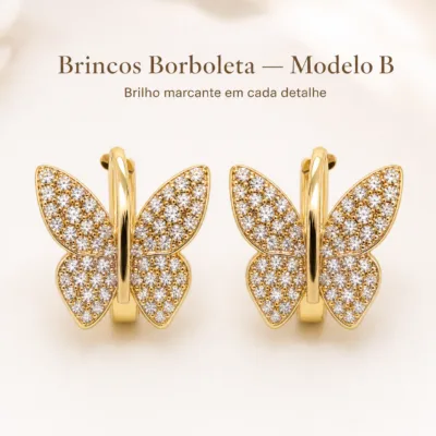 Brincos borboleta com cristais Modelo B