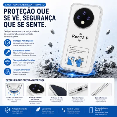 Capa OPPO Reno12 F 4G 5G transparente anti-choque - imagem 4