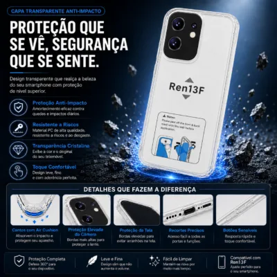 Capa OPPO Reno13 F 5G transparente anti-choque - imagem 2