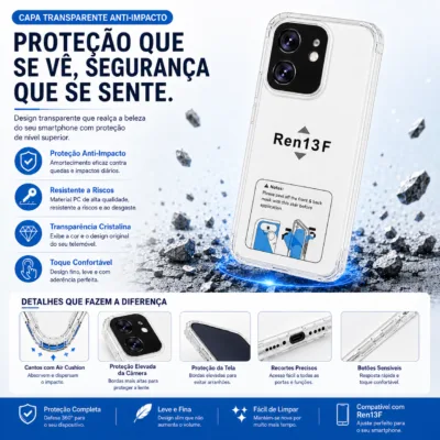 Capa OPPO Reno13 F 5G transparente anti-choque - imagem 4
