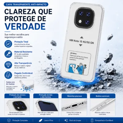 Capa Xiaomi Redmi Note 15 4G 5G transparente anti-choque - imagem 1