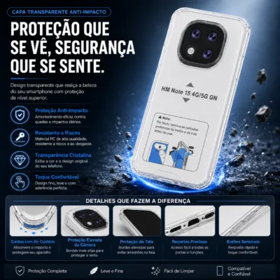 Capa Xiaomi Redmi Note 15 4G 5G transparente anti-choque - imagem 2