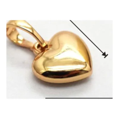pendente coração dourado liso com medida aproximada de 1,6 cm