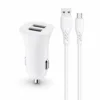 Carregador de carro 2.4A duplo USB com cabo Micro USB