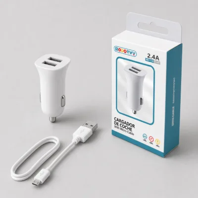 Carregador automóvel 2.4A MB1110 com embalagem e cabo Micro USB