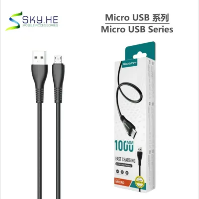 Cabo Micro USB MODOR MC1114-M preto de 1 metro 2,4A com embalagem
