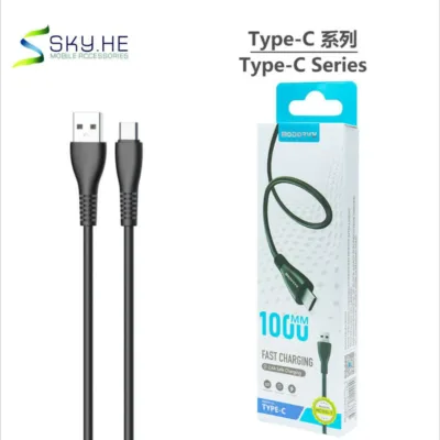 Cabo USB-C MODOR MC1114-T preto de 1 metro 2,4A com embalagem