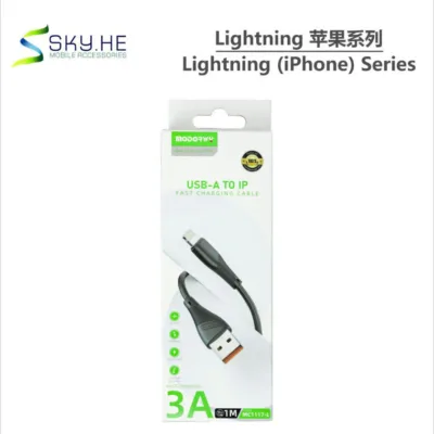 Cabo Lightning MODOR MC1117-L preto de 1 metro 3A com embalagem