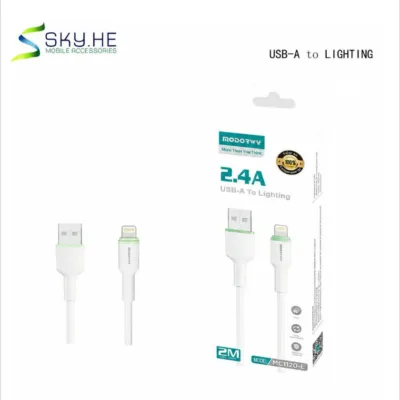 Cabo Lightning MODOR MC1120-L de 2 metros USB-A 2,4A com embalagem