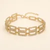 Pulseira Larga Dourada de Elos Geométricos — A — Dourado