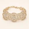 Pulseira Larga Dourada com Três Flores — A — Dourado