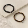 Pulseira de Contas com Pendente Coração — 10 Modelos — A — Preto
