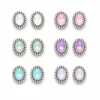 Brincos de cristal oval pastel 85176-01-2 — seis cores em fundo branco
