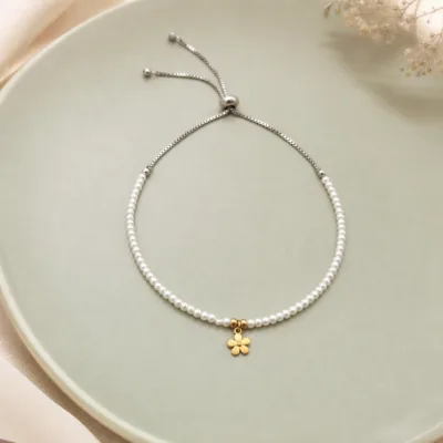 Tornozeleira de Pérolas com Pendente — 5 Modelos — D — Flor