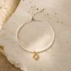 Tornozeleira de Pérolas com Pendente — 6 Modelos — A — Cruz