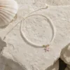 Tornozeleira de Pérolas com Estrela-do-Mar — 4 Cores — A — Rosa