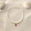 Tornozeleira de Pérolas com Estrela-do-Mar — 4 Cores — A — Rosa