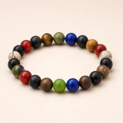 Pulseira de Contas Redondas Multicolor — 8 mm — A — Multicolor