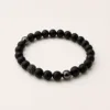 Pulseira de Contas Pretas com Detalhes Contrastantes — A — Preto