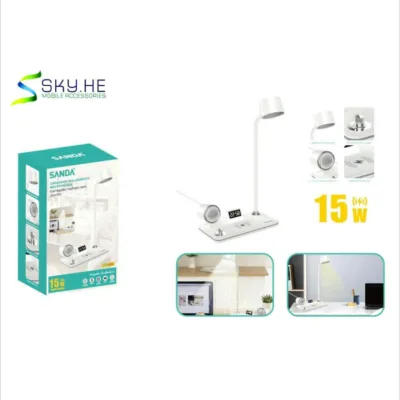 Carregador sem fios SANDA TYV-1772 15W com candeeiro e base multifunções