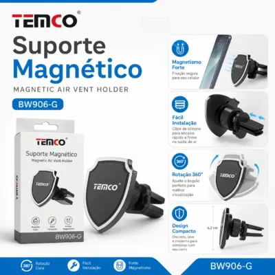 Suporte magnético telemóvel TENCO com rotação 360 graus