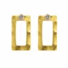 Brincos Dourados Retangulares com Cristal 5429-S007-3 em fundo branco