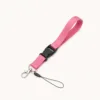 Fita de pulso rosa para chaves e telemóvel