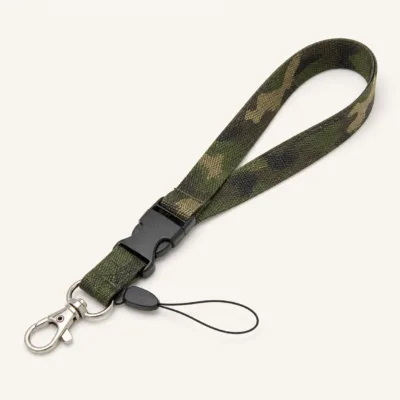 Fita de pulso camuflada verde militar para chaves e telemóvel