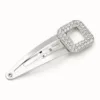 Gancho de cabelo prateado quadrado com strass