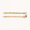 Conjunto de dois ganchos dourados com cristal e ananás