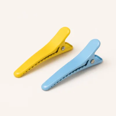 Conjunto de dois ganchos bico de pato infantis amarelo e azul