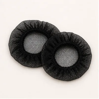 Conjunto de duas redes de cabelo pretas em malha fina