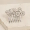 Pente prateado para cabelo com flores e folhas de pérolas