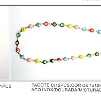 Mixed Colour Evil Eye Bead Necklace | 4215-R006, 4215-R006