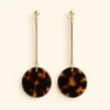 Brincos Pendentes Acetato Tartaruga-Dourados — Dourado com acetato tartaruga