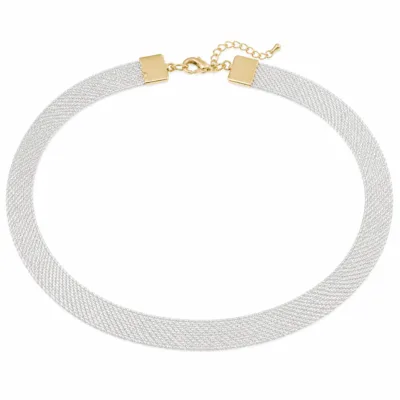 Gargantilha de malha metálica branco