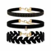 Conjunto de 3 pulseiras de veludo preto