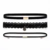 Conjunto de 3 pulseiras de veludo e renda preto