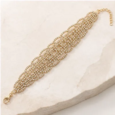 Pulseira dourada de 22 cm com fecho e corrente extensora
