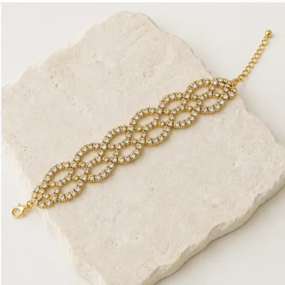 Pulseira dourada de 22 cm com fecho e corrente extensora