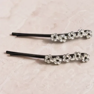 Detalhe de ganchos pretos curvos com sequência floral de cristais
