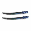 Conjunto de dois ganchos pretos com strass transparente e azul